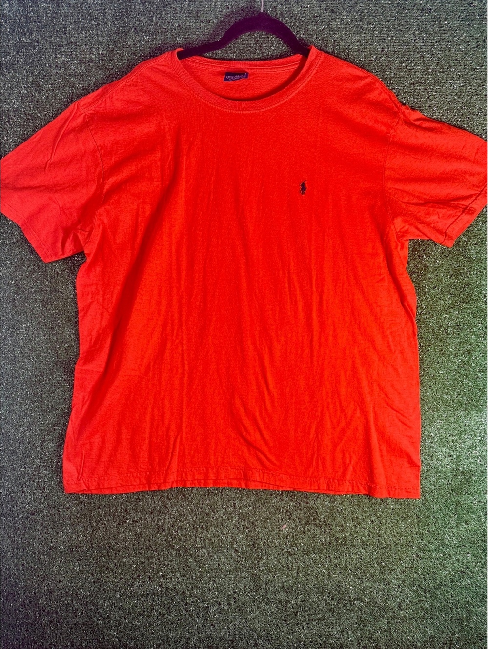 Vintage Polo Ralph Lauren T-Shirt Mens L Orange Blue Pony USA Fabric Honduras
